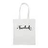 Shopping Bags One-shoulder Shoulder Bag Women Canvas Black And Eco-friendly Large For Girls Fun Foldable Beach Letter