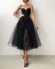 Kleid Mode Frauen Sommer Formale Party Cocktailkleid Einfarbig Spaghettiträger Seitenschlitz Mesh Hosenträger Kleid für Mädchen Schwarz/Weiß