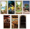 3D Door Sticker Arches Flower Seligman Coffee Present Shop Animal Cage Restaurant Space Station Cafe Home Decoration Paste Lakeside3296987