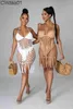 Kvinnors badkläder designer kvinnor baddräkt ihålig perspektiv två bit bikini set strandstil fiske nettokrok sexig kostym q240306