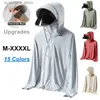 Men's Casual Shirts Ice Silk Hooded Fishing Sunscreen Clothing Men Women Breathable Skin Clothes Shirt Outdoor Cycling Hiking Sun Protective Jacket L240306