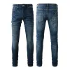 Nya jeans män designer jeans högkvalitativa modemän jeans cool stil lyxdesigner denim byxa orolig rippad cyklist svart blå desig