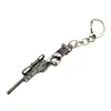 Nyckelringar grossist 50st/party pistolmodell Key Chain Metal Alloy Rings Keys Holder Size 6cm Blister Card Package Kedjor Drop Deliv Dhjqh