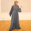 Abbigliamento etnico Abito casual da donna Solido maniche svasate musulmane Abaya Elegante caftano arabo manica lunga Abiti per la madre della sposa