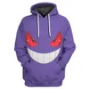 Mannen Hoodies Sweatshirts Y2K Gengar Harajuku 3D Capuchon Mode Mannen En Vrouwen Hoodie Rits Borduren T240306