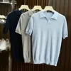 Sommer Beiläufige Gestrickte Polo Shirts Männer Mode Einfarbig Slim Fit Kurzarm Polos Homme Atmungsaktive Polo-Shirt B203 240305