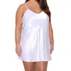Kvinnors sömnkläder XS-8XL stor storlek Nattklänning Silk Satin Mini Night Dress for Women Sling Nightwear Ladies Sleeveless Nightdress V-ring