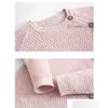 Clothing Sets Lzh 2021 Summer Spring Warm Baby Sweater Suit Knitted Solid Color Born Girl Clothes Cotton Soft Two-Piece Drop Delivery Dhxow