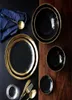 Ceramic Plate Dish Set Black Table Provis