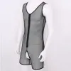 Swimwear Sexy Mens Onepiece Swimsuits See Through Sheer Fishnet Lingerie Uneck Crotchless Front Zipper Tank Leotard Bodysuit Jumpsuit