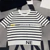 Metal Logo Knitted Short Sleeve Black White Striped Knit Short Sleeved Tops Women T Shirt Designer Shirts Tops