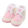 Bottes bébé mignon épaissi peluche chaussures plates infantile filles garçons cravate antidérapante semelle souple premier marcheur hiver chaud berceau