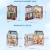 Архитектура/Дом «сделай сам» Мини-деревянный кукольный домик «сделай сам» с мебелью Светлый кукольный дом Casa Сборная модель Розовая вилла принцессы Архитектурный комплект Игрушки на день рождения
