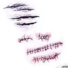 Временные татуировки Хэллоуин Зомби Шрамы с поддельной паршой крови Специальный костюм Макияж Xb1 Прямая доставка Здоровье Красота Боди-арт Dhtmy