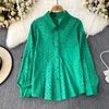 Blouses pour femmes Loose Hollow Out Single Breasted à manches longues Collier Cold Spring and Summer Design Casual Wear Wear Blouse