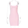 Abito anni 2000 Estetica Strass Rosa Abiti corti Y2K Moda Lettera Strap Cami Dress Carino Summer Streetwear Kawaii Outfit