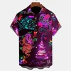 Men's Casual Shirts 2024 Year Shirt 3d Happy Print Hawaiian For Men Colorful Short Sleeve Loose Oversized Top