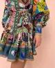 2023 New Autumn Winter Longsleeved Printed Strappy Cotton and Linen Pleated Dress for Women Vestidos De Mujer