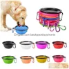 Dog Bowls & Feeders Pet Dog Bowls Folding Portable Food Container Sile Bowl Puppy Collapsible Feeding With Climbing Buckle Drop Delive Dhnbe