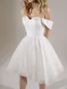 Simples espumante a linha branco cocktail vestidos de festa querida tule mini vestido de baile robe cocktail femme drapeado
