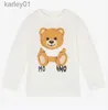 T-shirty Spring Autumn Boys Brys Brand T-shirty bawełna dzieci kreskówka niedźwiedź koszulka dzieci litery z długim rękawem drukowane topy dziecięce 240306