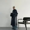 Trench da donna Primavera Autunno Extra lungo impermeabile nero morbido cappotto in pelle PU per donna cintura lunghezza pavimento cappotto di lusso 2024