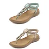 Bohemiska sandaler Kvinnor tofflor Wedge Gladiator Sandal Womens Elastic Beach Shoes String Bead Color16 Gai