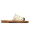 Mules Woody Pantoufles Sandales Célèbre Designer Sandels Femmes Mule Plat Slide Beige Blanc Noir Rose Dentelle Lettrage Toile Femme Pantoufle Sliders Slides Sandal 35-42