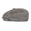 BOTVELA 100% Wool Tweed Check Newsboy Cap Men Gray Beige Herringbone Baker Boy Caps Flat Hat Gatsby Cabbies Boina 029 T2009113086