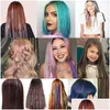 Hårtillbehör 90 cm Sparkle Hair Tinsel Rainbow Colorf Strands Girls Headwear Hairbinge Laser False Extensions Decor Glitter Strips DHGCP