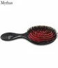 Pente de massagem de cabelo de nylon com cerdas de javali de plástico preto portátil almofada de ar escova de cabeleireiro salão de beleza ferramentas de cuidados com o cabelo 7837042