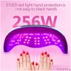 Sèche-ongles 256W UV LED lampe à lumière rouge pour vernis à gel avec capteur de 57 perles et 4 minuteries sèche-ongles professionnel livraison directe santé Beaut Dhmlt