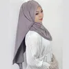 Ethnic Clothing Beautiful Muslim Hijab Solid Color Turban With Stone Abaya Hijabs For Woman Jersey Scarf High Quality Islamic Instant Shawl