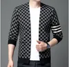 Automne et hiver nouveau pull à manches longues hommes pull mode coréenne impression hommes cardigan tricoté