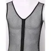 Swimwear Sexy Mens Onepiece Swimsuits See Through Sheer Fishnet Lingerie Uneck Crotchless Front Zipper Tank Leotard Bodysuit Jumpsuit
