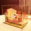 Architecture/DIY House DIY Japanese Casa Wooden Doll House Miniature Building Kits Dollhouse With Furniture Cherry Blossoms Villa Toys for Girls Gifts