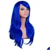 Cosplay Wigs 70Cm Loose Wave Synthetic For Women Wig Blonde Blue Red Pink Grey Purple Hair Human Party Halloween Christmas Gift Drop Dhygc