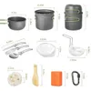 Pot d'extérieur, ensemble d'ustensiles de cuisine de Camping et de randonnée, Kit de pique-nique Portable, accessoire de cuisine de voyage en alumine 240223