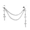 Stud Oorbellen 4 STKS / 2 paar Vrouwen Punk Stijl Cross Chain Hoop Earring Hiphop Fashion Dangle Hyperbool Sieraden