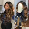 Парики на шнурке Ombre Highlight Wig Коричневый Медовый Блондин Цветные волнистые Hd Цельные парики из натуральных волос на фронтальной части шнурка Прямой Fl 360 Фронтальный Remy Drop D Dhznx