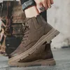 Boots Lace-up Platform Autumn Shoes For Men Fashionable Mid-calf Black Men's Versatile Wear-resistant Outdoor Short