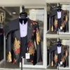 Moda casamento smoking masculino ternos padrão floral um botão xale lapela personalizado 3 peças noivo usar blazer colete calça