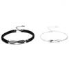 Charm Bracelets Wave Black Silver Romantic Metal Ring Lover Couple Bracelet Jewelry Valentine's Day Present