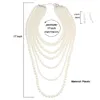 Mode Multilayer Faux Pearl Beads Halsbandörhängen Smycken Set Women Wedding Bridal Statement Large Collar Choker Halsband 240301