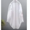 Camicia in cotone ricamo donna camicie bianche lunghe larghe primavera autunno NUOVA camicetta casual da donna top femminili oversize