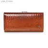 Money Clips Genuine Leather wallets for Coins and Cards Long Cow Leather Wallet Women Alligator Pattern Female Clutch Bag L240306