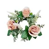 Fleurs décoratives, anneau de bougie, couronne, support de pilier, Rose artificielle de 8.7 pouces