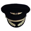 Berretto da pilota di lusso personalizzato Capitano di compagnia aerea Cappello uniforme Festa di Halloween Uomini adulti Cappelli militari Nero per le donne Tesa larga324n