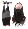 Brazilian Bundles Hair 100 Virgin Human Hair Wefts With 360 Lace Frontal Straight Weaves Natural Color BellaHair2972154
