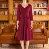 Klänning Bele Poque Women's Vintage Cocktail Party Dress Elegant V Neck Midi Formell klänning med fickor Office Lady Workwear